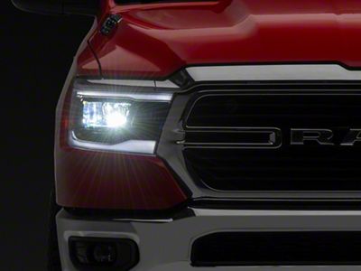 Full LED Headlights; Black Housing; Clear Lens (19-24 RAM 1500 w/ Factory Halogen Headlights)