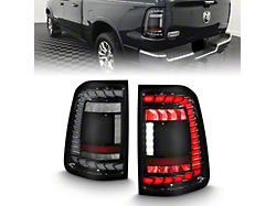 Full LED Tail Lights; Black Housing; Clear Lens (19-23 RAM 1500 w/ Factory Halogen Tail Lights)