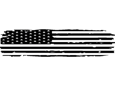 Full Rear Glass Tattered Flag Decal; Gloss Black (02-24 RAM 1500)