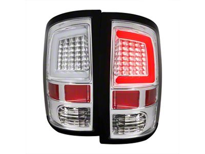 G2 White Bar LED Tail Lights; Chrome Housing; Clear Lens (09-18 RAM 1500 w/ Factory Halogen Tail Lights)