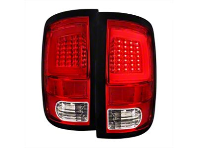 G2 White Bar LED Tail Lights; Chrome Housing; Red Lens (09-18 RAM 1500 w/ Factory Halogen Tail Lights)