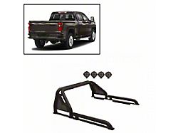 Gladiator Roll Bar with 7-Inch Black Round LED Lights; Black (94-26 RAM 1500 w/o RAM Box)