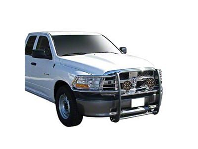 Grille Guard with 7-Inch Round LED Lights; Stainless Steel (09-18 RAM 1500, Excluding Rebel)