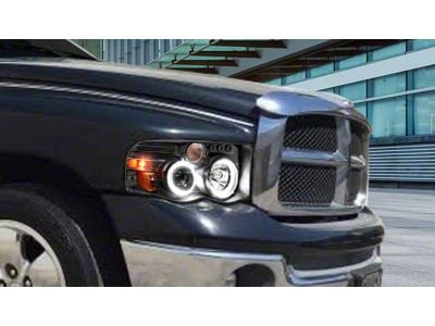 Halo Projector Headlights; Black Housing; Clear Lens (02-05 RAM 1500)