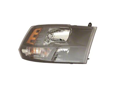 Replacement Halogen Headlight; Black Housing; Clear Lens; Passenger Side (13-18 RAM 1500 w/ Factory Halogen Headlights)