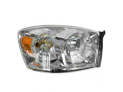 Halogen Headlight; Chrome Housing; Clear Lens; Passenger Side (06-08 RAM 1500)