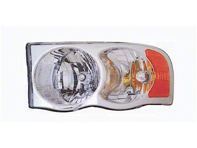 CAPA Replacement Halogen Headlight; Chrome Housing; Clear Lens; Driver Side (02-05 RAM 1500)