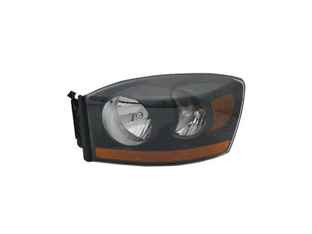 CAPA Replacement Halogen Headlight; Black Housing; Clear Lens; Driver Side (2006 RAM 1500)