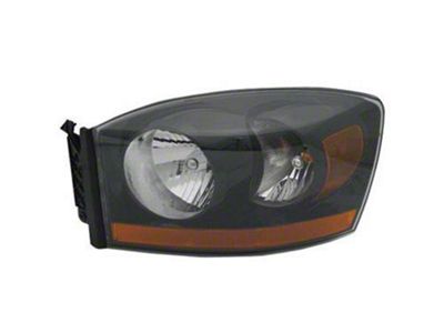 CAPA Replacement Halogen Headlight; Black Housing; Clear Lens; Driver Side (2006 RAM 1500)
