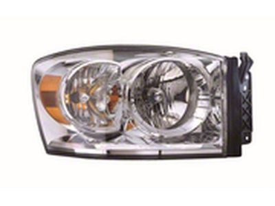 CAPA Replacement Halogen Headlight; Chrome Housing; Clear Lens; Passenger Side (07-08 RAM 1500)