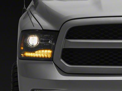 Halogen Headlights; Black Housing; Clear Lens (13-18 RAM 1500 w/ Factory Halogen Dual Headlights)