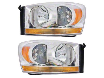 Halogen Headlights; Chrome Housing; Clear Lens (06-08 RAM 1500)