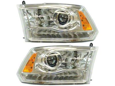 Halogen Headlights; Chrome Housing; Clear Lens (13-18 RAM 1500)