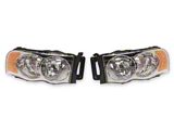 Headlights with Amber Corners; Chrome Housing; Clear Lens (02-05 RAM 1500)