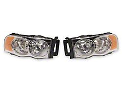 Headlights with Amber Corners; Chrome Housing; Clear Lens (02-05 RAM 1500)