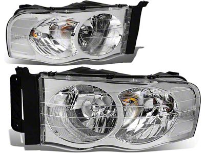 Headlights with Clear Corners; Chrome Housing; Clear Lens (02-05 RAM 1500)