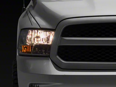 Headlights with Clear Corners; Chrome Housing; Clear Lens (09-18 RAM 1500 w/ Factory Halogen Non-Projector Headlights)