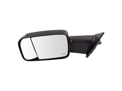 Heated Manual Folding Towing Mirror; Textured Black; Driver Side (19-25 RAM 1500)