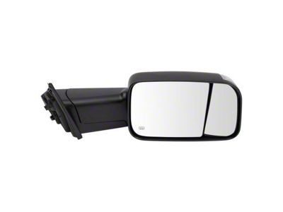 Heated Manual Folding Towing Mirror; Textured Black; Passenger Side (19-25 RAM 1500)