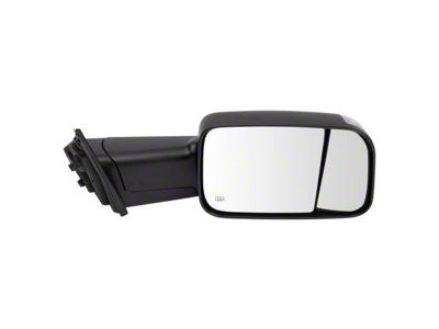 Heated Manual Folding Towing Mirror; Textured Black; Passenger Side (19-24 RAM 1500)