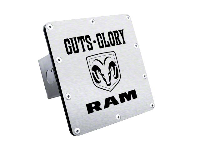 Guts, Glory, RAM Class III Hitch Cover; Brushed (Universal; Some Adaptation May Be Required)