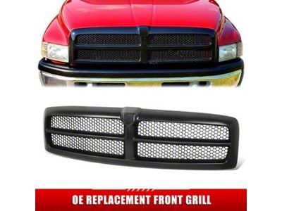 Honeycomb Mesh Style Upper Replacement Grille; Black (99-01 RAM 1500 Sport)