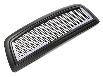 Honeycomb Mesh Style Upper Replacement Grille with LED DRL Lights; Matte Black (09-12 RAM 1500)