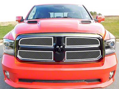 Honeycomb Style Wire Mesh Upper Overlay Grilles; Polished (13-18 RAM 1500, Excluding Rebel)