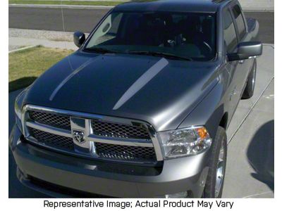 Hood Spear Stripes; Gloss Black (09-18 RAM 1500)