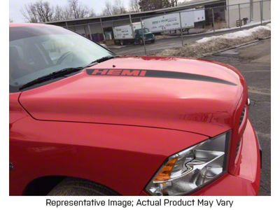 Hood Spear Stripes with HEMI Lettering; Carbon Fiber (09-18 RAM 1500 w/o Sport Hood)