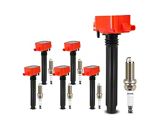 Ignition Coil Set with Double Iridium Spark Plugs; Red (13-18 3.6L RAM 1500)