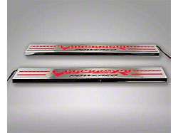 Illuminated Front Door Sills with Viper Powered Lettering; Red (04-06 RAM 1500 SRT-10)