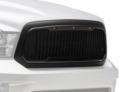 Impulse Upper Replacement Grille with Amber LED Lights; Matte Black (13-18 RAM 1500, Excluding Rebel)