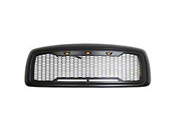 RedRock Impulse Upper Replacement Grille with Amber LED Lights; Matte Black (02-05 RAM 1500)