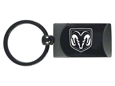 RAM Head Two-Tone Rectangular Key Fob; Gunmetal
