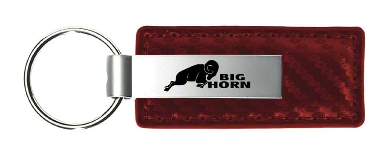 RAM 1500 Key Chain; Big Horn Carbon Fiber Leather Key Fob