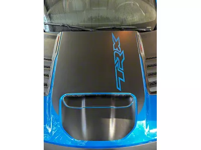 Large Hood Graphic with Small Center Graphic with TRX Logo; Matte Black (21-24 RAM 1500 TRX)