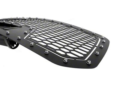 Laser Cut Mesh Upper Replacement Grille with 20-Inch LED Light Bar; Black (13-18 RAM 1500, Excluding Rebel)