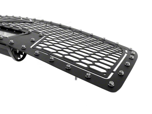 Laser Cut Mesh Upper Replacement Grille with 3-Inch LED Lights; Black (09-12 RAM 1500)
