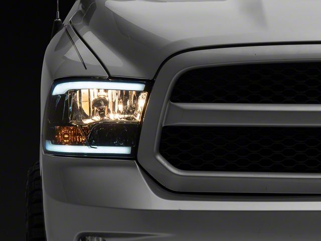 LED Bar Factory Style Headlights; Chrome Housing; Smoked Lens (09-18 RAM 1500 w/ Factory Halogen Headlights)