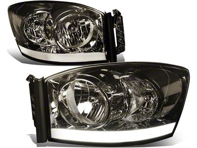 LED DRL Headlights; Chrome Housing; Smoked Lens (06-08 RAM 1500)