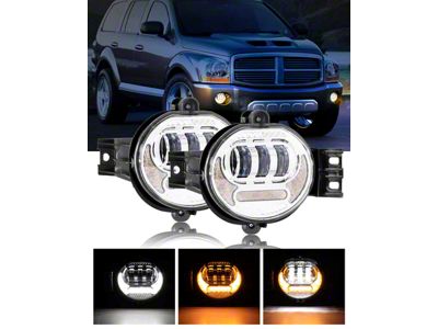 LED Fog Lights with DRL and Amber Turn Signal; Chrome Housing (02-08 RAM 1500)