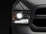 Raxiom LED Halo Headlights with Switchback Turn Signals; Chrome Housing; Clear Lens (09-18 RAM 1500 w/ Factory Halogen Non-Projector Headlights)