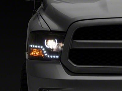 LED Halo Projector Headlights; Black Housing; Clear Lens (09-18 RAM 1500 w/ Factory Halogen Non-Projector Headlights)