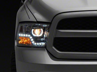 LED Halo Projector Headlights; Chrome Housing; Clear Lens (09-18 RAM 1500 w/ Factory Halogen Non-Projector Headlights)