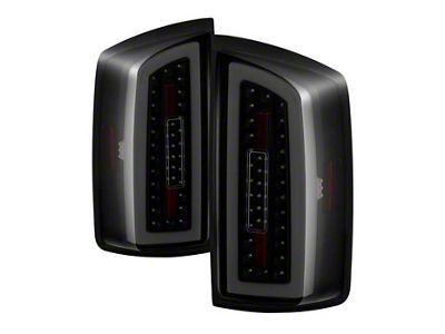 LED Light Bar Style Tail Lights; Black Housing with Smoked Lens (07-08 RAM 1500)