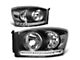 LED Strip DRL Headlights; Black Housing; Clear Lens (06-08 RAM 1500)