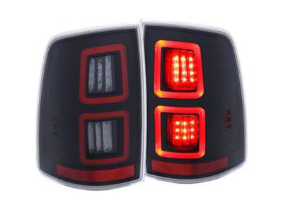 LED Tail Lights; Black Housing; Clear Lens (09-18 RAM 1500 w/ Factory Halogen Tail Lights)