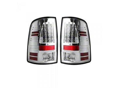 LED Tail Lights; Chrome Housing; Clear Lens (09-18 RAM 1500 w/ Factory Halogen Tail Lights)