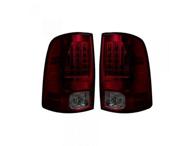 LED Tail Lights; Chrome Housing; Dark Red Smoked Lens (09-18 RAM 1500 w/ Factory Halogen Tail Lights)